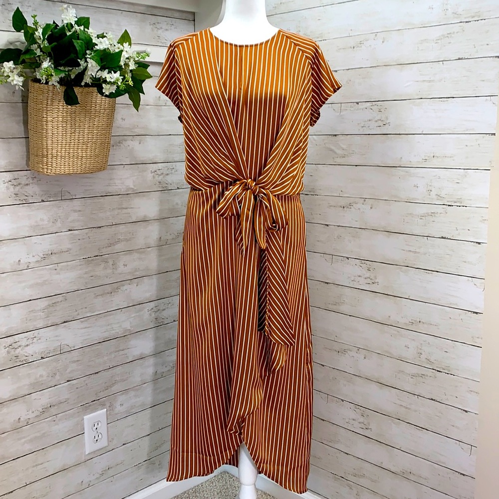 Sandy & Sid Stripe Faux Wrap Dress NWT
